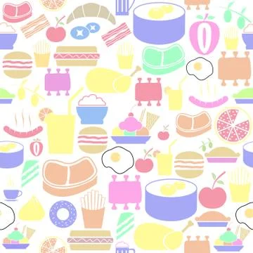 Lunch seamless pattern background icon. Stock Illustration