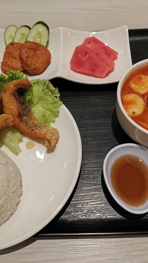 Lunch set rice menu Stock Footage 322895702