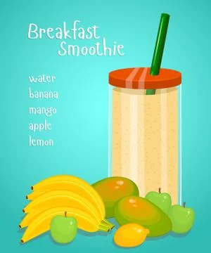 Lunch Smoothie Flat Design Vector Concept Stock Illustration