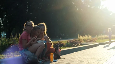 Lunch on the street. Stock Footage 114168155