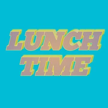Lunch Time 3D retro typography text design on vibrant blue background Stock Illustration