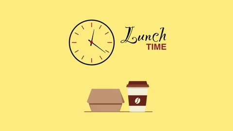 Lunch Time Animation with Coffee Cup and Takeaway Food Box 動画素材 335645205