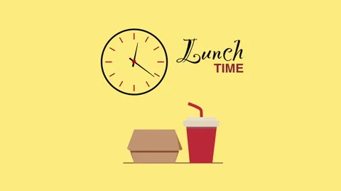 Lunch Time Animation with Soda Cup and Takeaway Food Box 스톡 동영상 335645204