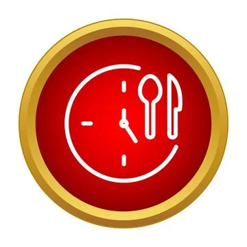 Lunch time clock icon showing meal break schedule Stock Illustration
