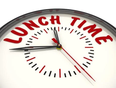 Lunch time. Clock with text 스톡 일러스트