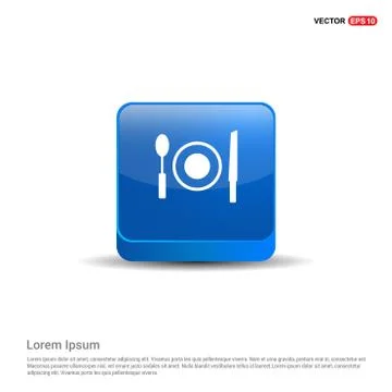 Lunch time icon - 3d Blue Button Illustrazione stock