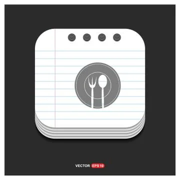Lunch time icon Gray icon on Notepad Style template Vector EPS 10 Free Icon 스톡 일러스트