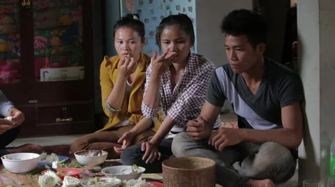 Lunch time in Laos Stock Footage 40071838
