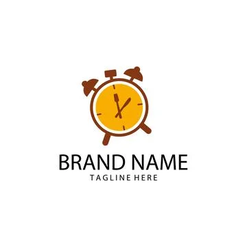 Lunch time reminder clock logo design vector Stock Illustration