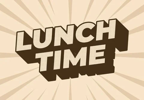 Lunch time. Text effect in 3D style with good colors 스톡 일러스트