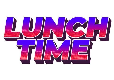 Lunch time. Text effect in 3D style with good colors 스톡 일러스트