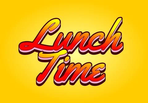 Lunch time. Text effect in 3D style with good colors 스톡 일러스트