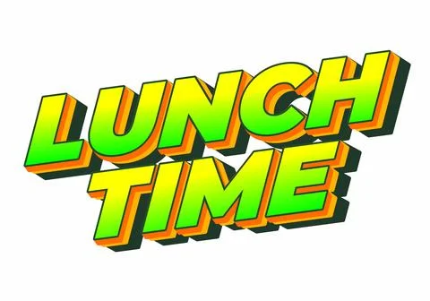 Lunch time. Text effect for restaurant advertising needs both online and of.. Stock Illustration