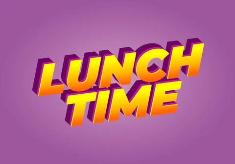 Lunch time. Text effect for restaurant advertising needs both online and of.. Stock Illustration