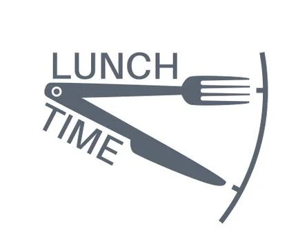 Lunch time text with fork and knife. Stock Illustration