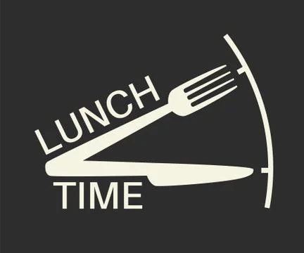 Lunch time text with fork and knife. Stockillustratie