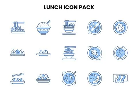 Lunch Two Color Blue Design Icons Pack Stock Illustration