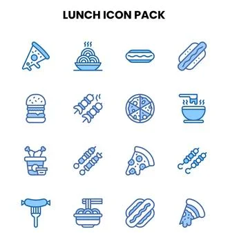Lunch Two Colour Collection Icons Pack Stock Illustration