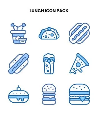 Lunch Two Colour Graphics Icons Pack Stock Illustration