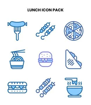 Lunch Two Colour Icons Pack Stock Illustration