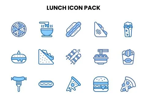 Lunch Two Colour Scalable Icons Pack Stock Illustration
