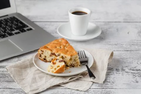 Lunch while working with laptop Stock Photos