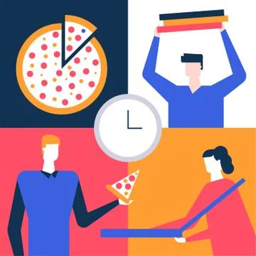 Lunch at work - flat design style colorful illustration Stock Illustration