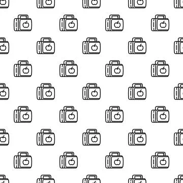 Lunchbox and apple icon seamless pattern background 스톡 일러스트