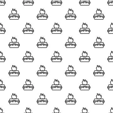 Lunchbox and apple seamless pattern for healthy snack 스톡 일러스트