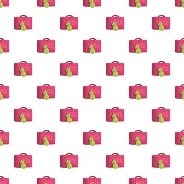 Lunchbox and pear seamless pattern background Stock Illustration
