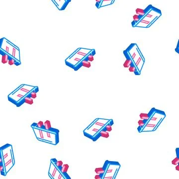 Lunchbox constructor isometric icon seamless pattern color Stock Illustration