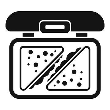Lunchbox containing two triangular sandwiches with filling Stock Illustration