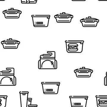 Lunchbox Dishware Vector Seamless Pattern 스톡 일러스트