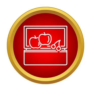 Lunchbox with fruit icon on red circle Ilustração Stock