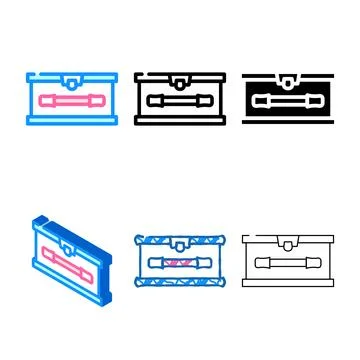 Lunchbox with handle set color icon vector Illustration