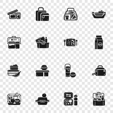 Lunchbox icon set, simple style Stock Illustration