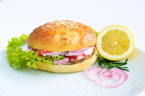 Lunchtime burger Stock Photos