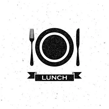 Lunchtime label design Stock Illustration