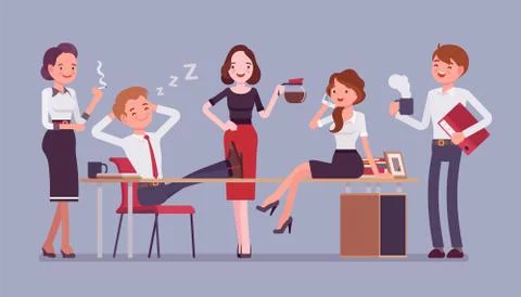 Lunchtime in the office Stock Illustration