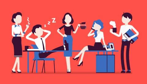 Lunchtime in office Stock Illustration