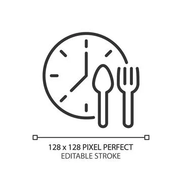 Lunchtime pixel perfect linear icon Stock-Illustration