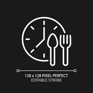 Lunchtime pixel perfect white linear icon for dark theme 스톡 일러스트