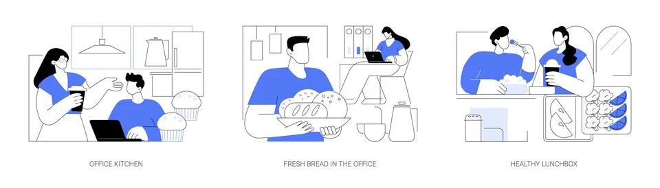 Lunchtime at work isolated cartoon vector illustrations se Stock Illustration