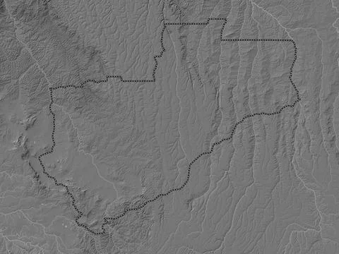 Lunda Norte, Angola. Bilevel elevation map with lakes and rivers イラスト素材