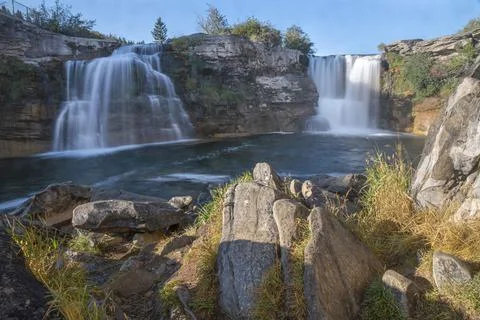 Lundbreck Fall on the Crowsnest River Stock Photos