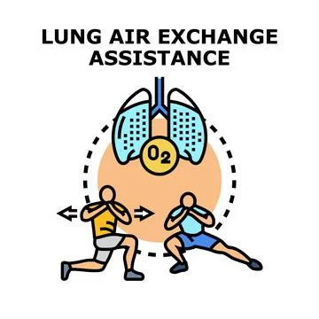 Lung air exchange assistance exercise health concept Ilustração Stock