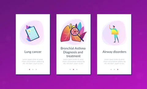 Lung cancer app interface template. Stock Illustration
