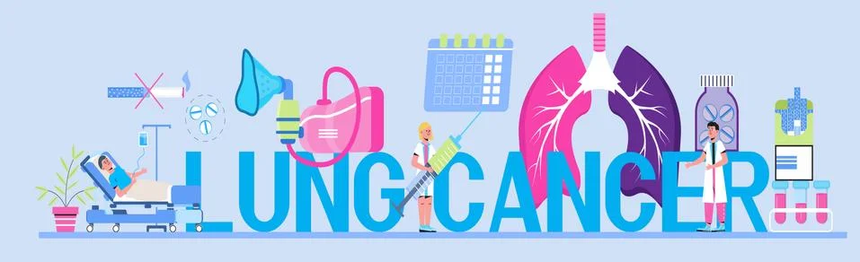 Lung cancer concept vector for header. Pleurisy, tuberculosis, pneumonia illu Stock Illustration