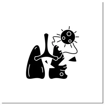 Lung damage glyph icon Illustrazione stock