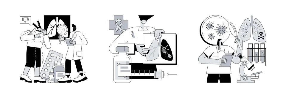 Lung disease abstract concept vector illustrations. Stock Illustration